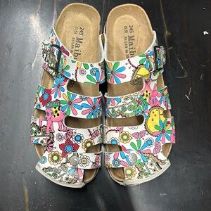 SPRING FLORAL STRAPPY SLIDE CLOG SHOES SANDALS - MAIBULUN 9